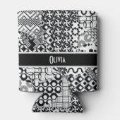 Personalisiertes, verrücktes schwarzes u. weißes dosenkühler (Rückseite)