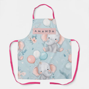 Personalisiertes verspieltes Baby-Elefanten-Muster Schürze