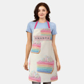 Personalisiertes verspieltes Regenbogen-Kuchenmust Schürze (Getragen)