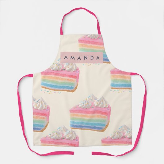 Personalisiertes verspieltes Regenbogen-Kuchenmust Schürze (Vorderseite)