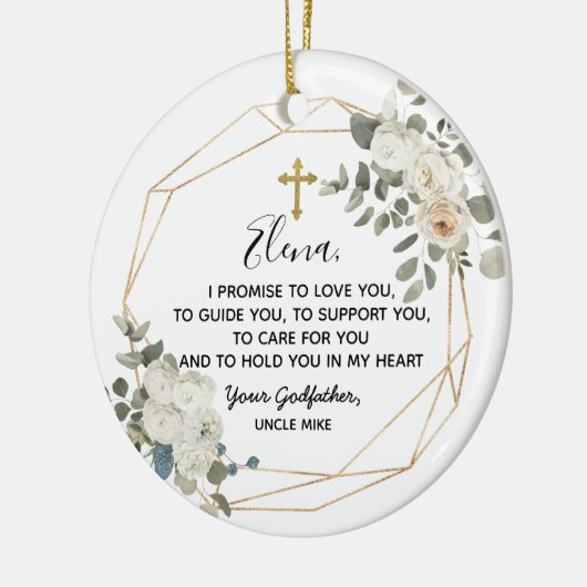 Personalisiertes Versprechen des Godvaters an die Keramik Ornament (Links)