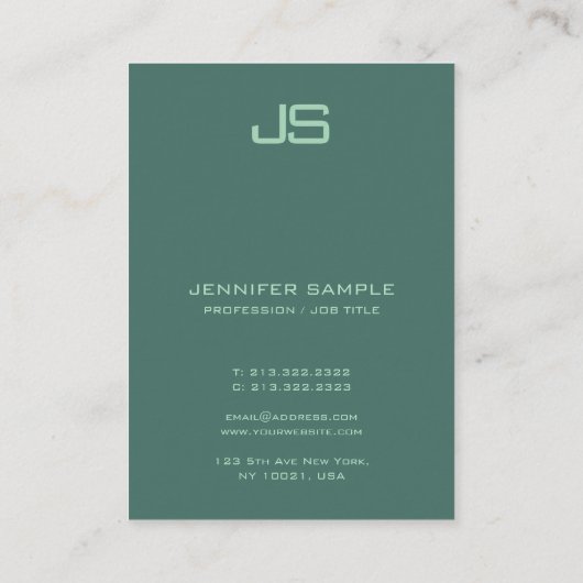 Personalisiertes vertikal-modernes Monogramm Visitenkarte (Rückseite)