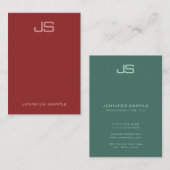 Personalisiertes vertikal-modernes Monogramm Visitenkarte (Vorne/Hinten)