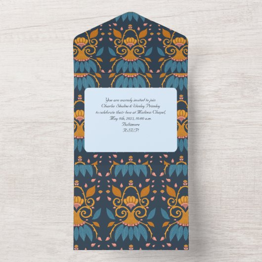 Personalisiertes Verziertes Muster Mittelalterlich All In One Einladung (Innen Boden)