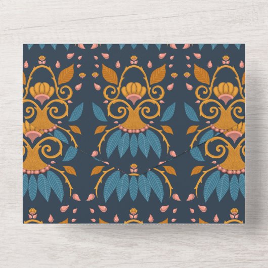 Personalisiertes Verziertes Muster Mittelalterlich All In One Einladung (Rückseite)