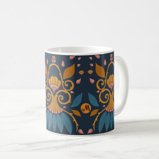 Personalisiertes verziertes Muster Mittelalterlich Kaffeetasse (VorderseiteRechts)