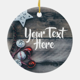 Personalisiertes Verzierungs-Weihnachten rustikal Keramik Ornament