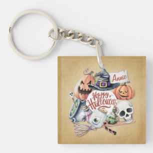 Personalisiertes Vintag Happy Halloween   Schlüsse Schlüsselanhänger
