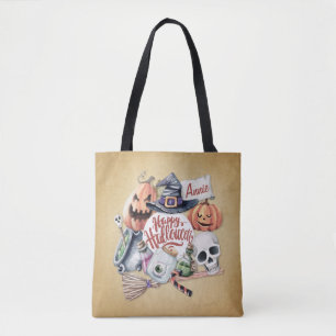 Personalisiertes Vintag Happy Halloween   Tragetas Tasche