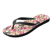 Personalisiertes Vintag rosa Blumenmuster Monogram Badesandalen (Schrägansicht)