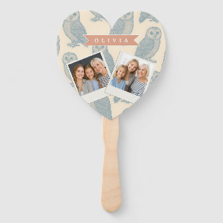 Personalisiertes Vintage Blau Eule Wald Cottagecor Fächer