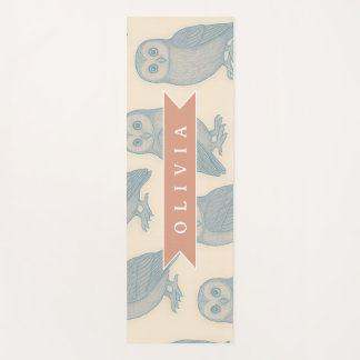 Personalisiertes Vintage Blau Eule Wald Cottagecor Yogamatte