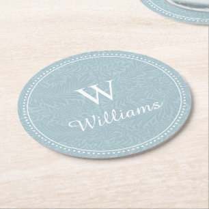 Personalisiertes Vintage-Blau-Larkspur-Blumenmuste Runder Pappuntersetzer