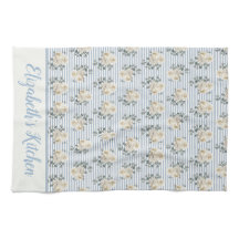 Personalisiertes Vintage Blau Weiß Streifen Floral