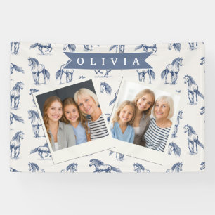Personalisiertes Vintage Blaues Pferd Klassisches Banner