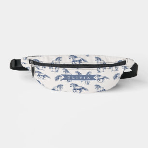 Personalisiertes Vintage Blaues Pferd Klassisches Bauchtasche