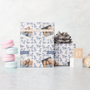Personalisiertes Vintage Blaues Pferd Klassisches Geschenkpapier