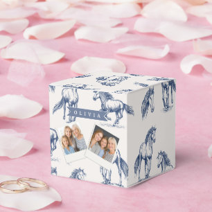Personalisiertes Vintage Blaues Pferd Klassisches  Geschenkschachtel