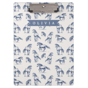 Personalisiertes Vintage Blaues Pferd Klassisches Klemmbrett