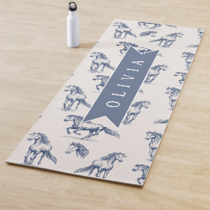 Personalisiertes Vintage Blaues Pferd Klassisches  Yogamatte