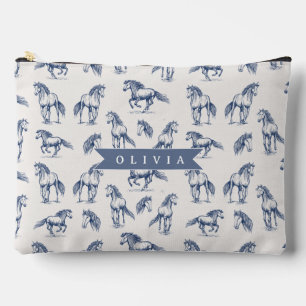 Personalisiertes Vintage Blaues Pferd Klassisches Zubehörtasche