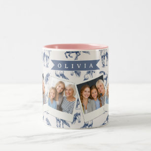 Personalisiertes Vintage Blaues Pferd Klassisches Zweifarbige Tasse