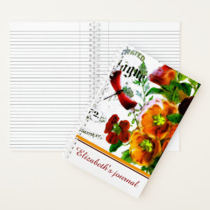 Personalisiertes Vintage-Blumen-Logo-Journal Notizblock