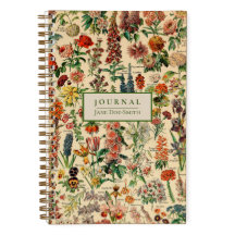 Personalisiertes Vintage-Blumen-Punktgitter-Journa