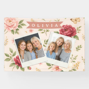 Personalisiertes Vintage-Blumen-Romantisches Namen Banner