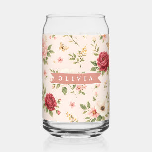 Personalisiertes Vintage-Blumen-Romantisches Namen Dosenglas