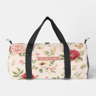 Personalisiertes Vintage-Blumen-Romantisches Namen Duffle Bag