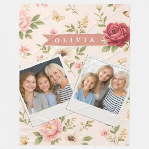 Personalisiertes Vintage-Blumen-Romantisches Namen Fleecedecke