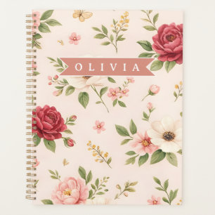 Personalisiertes Vintage-Blumen-Romantisches Namen Planer