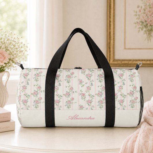 Personalisiertes Vintage-Blumenmonogramm Duffle Bag