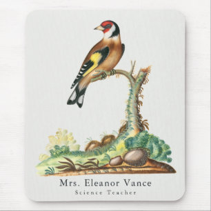 Personalisiertes Vintage-Botanik-Vogel-Lehrer Mousepad