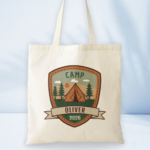 Personalisiertes Vintage-Camping-Abzeichen Tragetasche