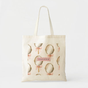 Personalisiertes Vintage-Coquette-Muster Rosa Spie Tragetasche