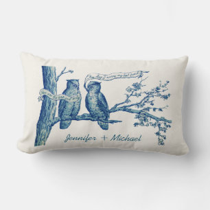 Personalisiertes Vintage-Eulen-Paar-im-Baum-Hochze Lendenkissen