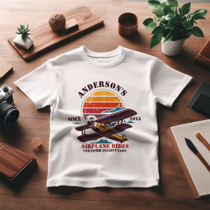 Personalisiertes Vintage-Flugzeug-Pilot Retro-Akad T-Shirt