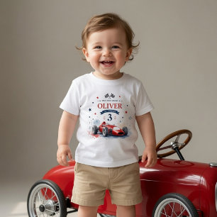 Personalisiertes Vintage-Formel-Rennwagen-Geburtst Kleinkind T-shirt