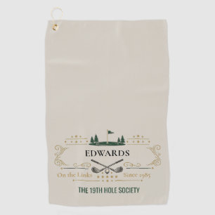 Personalisiertes Vintage-Golf-Logo-Name Golfhandtuch