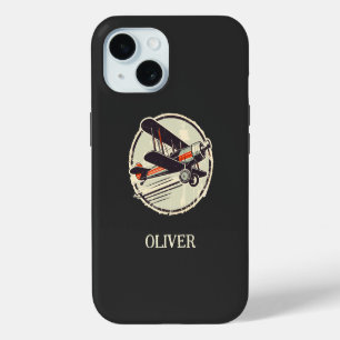 Personalisiertes vintage grünes Doppeldeckerflugze Case-Mate iPhone Hülle