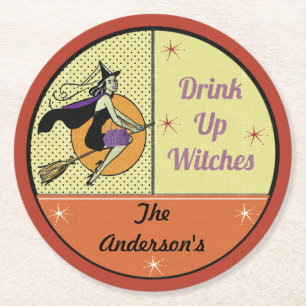 Personalisiertes Vintage-Halloween Runder Pappuntersetzer