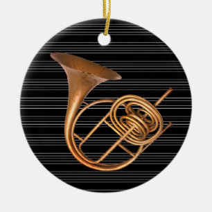 Personalisiertes Vintage-Horn-Musikinstrument aus Keramik Ornament