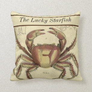 Personalisiertes Vintage-Nautik-Krebs-Aquarell Kissen