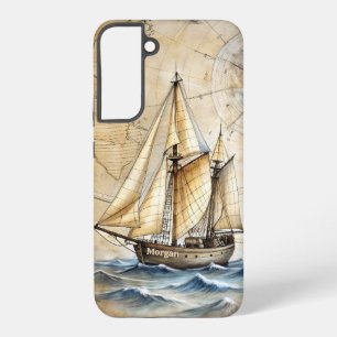 Personalisiertes Vintage-Nautik-Schiff mit antiker Samsung Galaxy Hülle