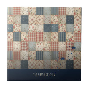 Personalisiertes Vintage-Patchwork-Familienküche Fliese