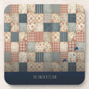 Personalisiertes Vintage-Patchwork-Familienküche Getränkeuntersetzer