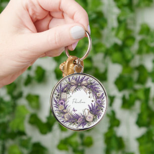 personalisiertes vintage provence lavendel monogra schlüsselanhänger
