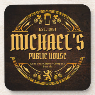 Personalisiertes Vintage-Pub-Schild aus rustikalem Getränkeuntersetzer
